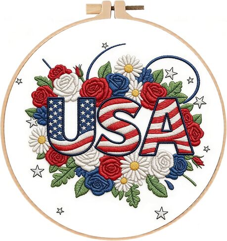 Embroidery Kit for Beginners & Adults Starter Kit, Cross Stitch Kits,DIY Hand Embroidery Needlepoint Set with Hoop, Pre-Printed Fabric, Threads and Instructions (Flower-4) in Saudi Arabia