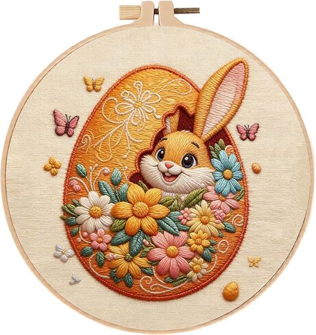 Embroidery Kit for Beginners & Adults Starter Kit, Cross Stitch Kits,DIY Hand Embroidery Needlepoint Set with Hoop, Pre-Printed Fabric, Threads and Instructions (Flower-4) in Saudi Arabia