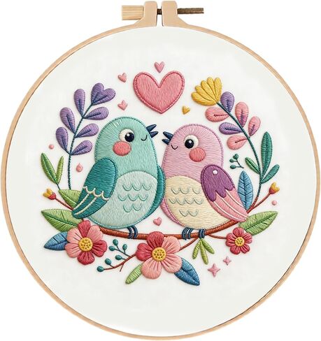 Embroidery Kit for Beginners & Adults Starter Kit, Cross Stitch Kits,DIY Hand Embroidery Needlepoint Set with Hoop, Pre-Printed Fabric, Threads and Instructions (Flower-4) in Saudi Arabia