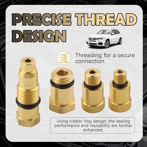 4PCS Compression Tester Automotive Adapter,10mm*1.0/12mm*1.25/18mm*1.5/16mm*1.5 Cylinder Compression Tester Adapter,Versatile Spark Plug Testers Adaper for Gas Engine/Motorcycle in Kuwait