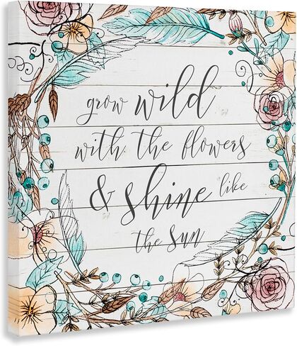Stupell Industries 'Grow Wild With Flowers'، لوحة فنية قماشية، مقاس 36 × 36 بوصة، سهلة التعليق ومتينة، صُنعت في الولايات المتحدة الأمريكية، بواسطة SD Graphics Studio in Kuwait