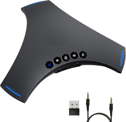 TOALLIN Conference Speaker and Microphone, Wireless Speakerphone with Daisy Chain, 360° Voice Pickup & AI Noise-Cancellation, Support Bluetooth & USB, Computer Speaker & Mic for Business Meetings in Kuwait