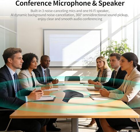 TOALLIN Conference Speaker and Microphone, Wireless Speakerphone with Daisy Chain, 360° Voice Pickup & AI Noise-Cancellation, Support Bluetooth & USB, Computer Speaker & Mic for Business Meetings in Kuwait