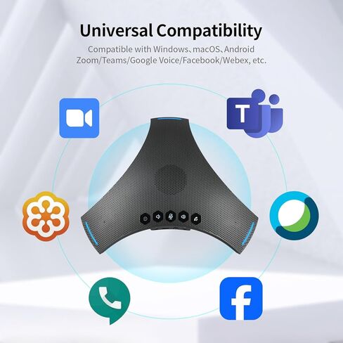 TOALLIN Conference Speaker and Microphone, Wireless Speakerphone with Daisy Chain, 360° Voice Pickup & AI Noise-Cancellation, Support Bluetooth & USB, Computer Speaker & Mic for Business Meetings in Kuwait