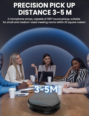 Conference Speaker and Microphone, 360° Enhanced Voice Pickup with 2 AI Mics, Echo & Noise Reduction, USB-C Plug & Play Speakerphone for Zoom Skype Teams Calls, for Home Office and Meeting Room in Kuwait