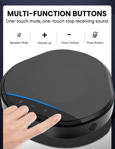 Conference Speaker and Microphone, 360° Enhanced Voice Pickup with 2 AI Mics, Echo & Noise Reduction, USB-C Plug & Play Speakerphone for Zoom Skype Teams Calls, for Home Office and Meeting Room in Kuwait