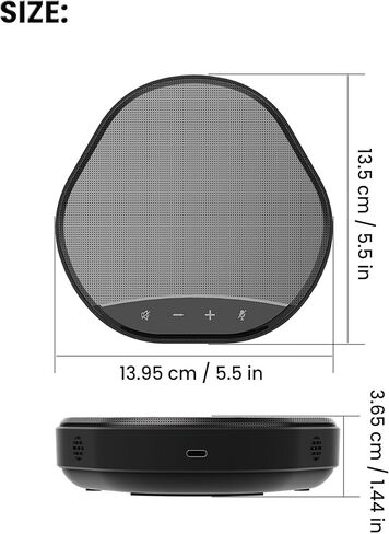 Conference Speaker and Microphone, 360° Enhanced Voice Pickup with 2 AI Mics, Echo & Noise Reduction, USB-C Plug & Play Speakerphone for Zoom Skype Teams Calls, for Home Office and Meeting Room in Kuwait