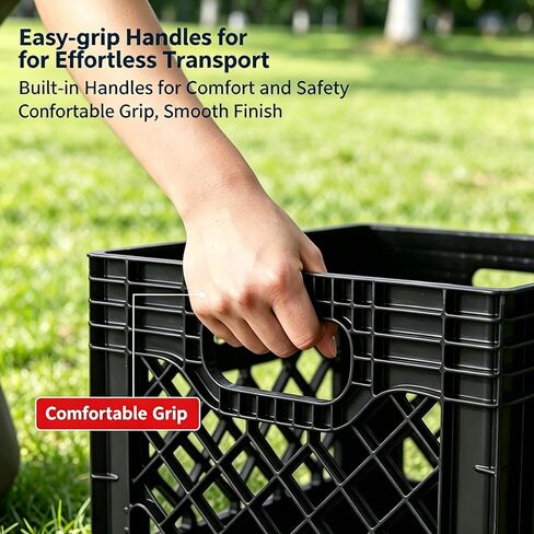 Milk Crate, 16QT Plastic Storage Crate, Stackable Utility Basket for Home, Garage, Car Trunk and Camping, Heavy Duty Organizing Bin, Black in Kuwait