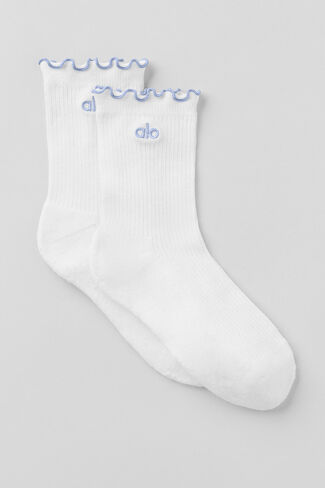 Alo Yoga Women's Lettuce Edge Sock - White/Winter Frost in Kuwait
