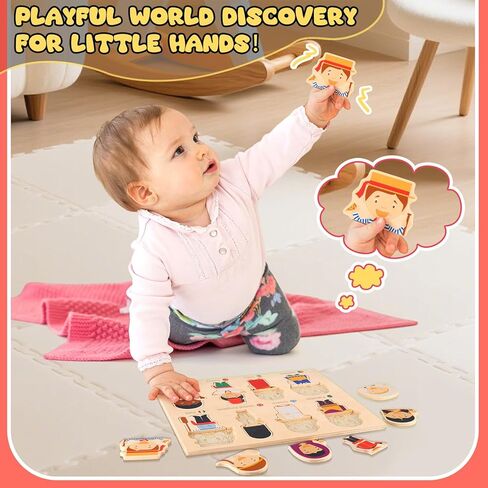 2 Set Wooden World Countries Puzzles for Toddlers 16 Mix and Match Racial Cognition Characters Diversity Educational Toys Multicultural Dress-Up Peg Puzzle Learning Toy for Boys and Girls in Kuwait