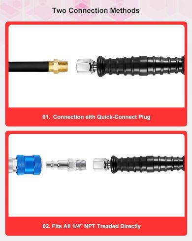 GODESON 13.5-Inch Dual Head Air Chuck with 15° Angle, 1/4" NPT Air Chucks for Tires with Quick Plug,air Compressor attachments for Truck RV Semi Dually Tires, Anti-Slip Grip, All Metal, Open Flow in Kuwait