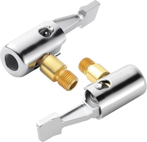 2PCS Tire Inflator Hose Adapter Lock on Air Chuck Locking, Durable Metal Locking Air Chuck, Leak-Proof Inflating Nozzle with Standard Thread for Car Tires, Air Compressors, Portable Tire Pump in Kuwait