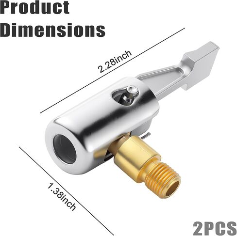 2PCS Tire Inflator Hose Adapter Lock on Air Chuck Locking, Durable Metal Locking Air Chuck, Leak-Proof Inflating Nozzle with Standard Thread for Car Tires, Air Compressors, Portable Tire Pump in Kuwait