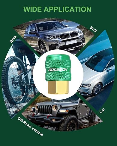 GODESON قفل ظرف الهواء، تدفق مفتوح 1/4 بوصة FNPT فوهة نفخ الإطارات لضواغط الهواء، ظرف هواء الإطارات توصيل سريع للسيارات وسيارات الدفع الرباعي، جميع المعادن، قفل بدون استخدام اليدين، أخضر (عبوة من قطعتين) in Kuwait