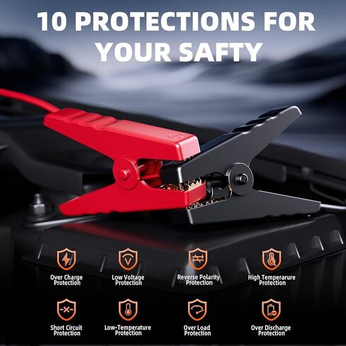 Jump Starter with Air Compressor, 5000A Battery Jumper Starter Portable (9L Gas/8L Diesel) with 160PSI Auto-Shutoff Tire Inflator, 12V Jump Box Car Battery Jump Starter with Jumper Cables, LED Light in Kuwait