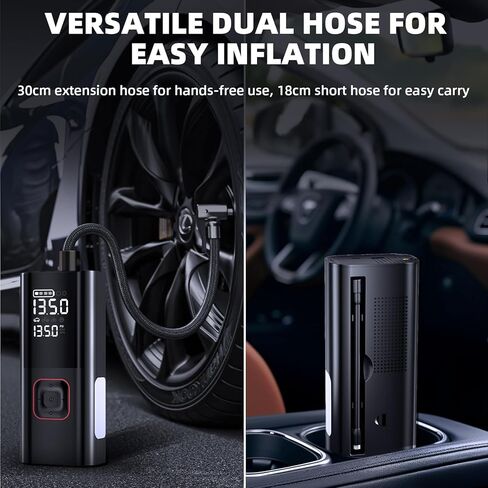 Jump Starter with Air Compressor, 5000A Battery Jumper Starter Portable (9L Gas/8L Diesel) with 160PSI Auto-Shutoff Tire Inflator, 12V Jump Box Car Battery Jump Starter with Jumper Cables, LED Light in Kuwait