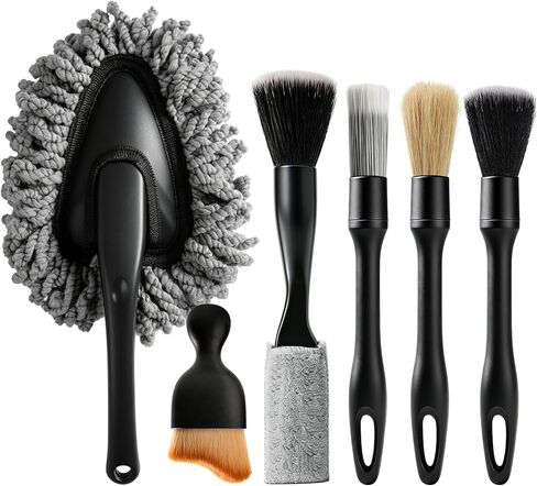 Car Detailing Brush Kit Interior & Exterior Cleaner, Ultra Soft Boars Hair Car Interior Detailing Brushes, 6 Different Detailing Brushes for Auto Detailing, Dashboard, Vents, Wheels and Tires in Kuwait
