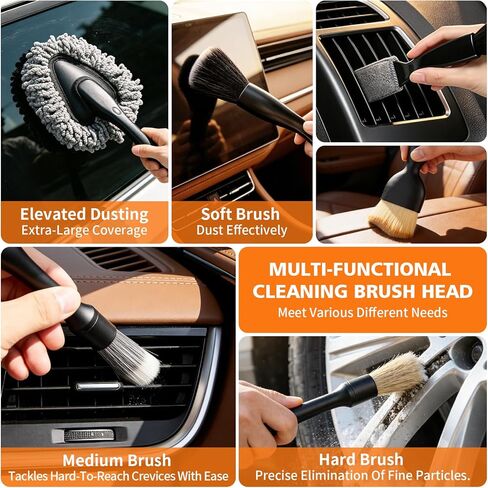 Car Detailing Brush Kit Interior & Exterior Cleaner, Ultra Soft Boars Hair Car Interior Detailing Brushes, 6 Different Detailing Brushes for Auto Detailing, Dashboard, Vents, Wheels and Tires in Kuwait