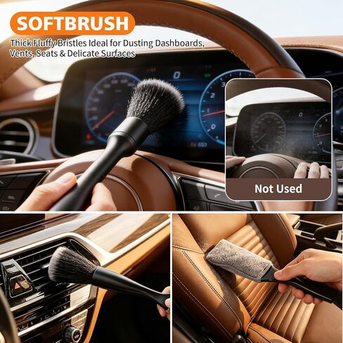 Car Detailing Brush Kit Interior & Exterior Cleaner, Ultra Soft Boars Hair Car Interior Detailing Brushes, 6 Different Detailing Brushes for Auto Detailing, Dashboard, Vents, Wheels and Tires in Kuwait