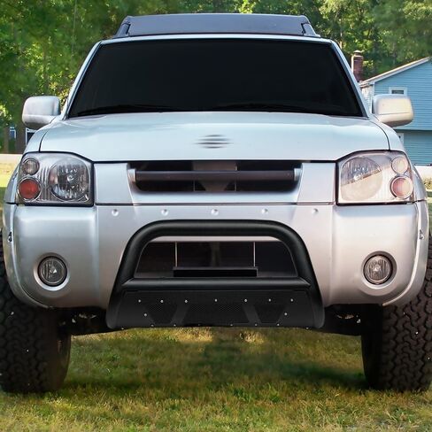 7422446859869 متوافق مع 2001-2004 Frontier / 2002-2004 Xterra Matte Black مرصع بشبكة على شكل Bull Bar Guard مع لوحة انزلاقية in Kuwait