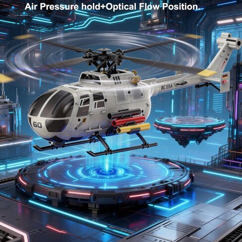 248MM C186S BO-105 6CH Remote Controlled Helicopter for Adults Beginners RC Heli 1/48 Aileronless 6-Axis Gyroscope Air Pressure Hold & Optical Flow Position 3D Rolling RTF (2Batteries) in Kuwait