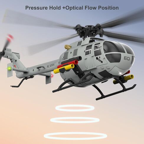 248MM C186S BO-105 6CH Remote Controlled Helicopter for Adults Beginners RC Heli 1/48 Aileronless 6-Axis Gyroscope Air Pressure Hold & Optical Flow Position 3D Rolling RTF (2Batteries) in Kuwait