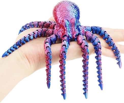 Articulated 3D Printed Octopus Figure, Flexible Poseable Sea Creature, Desk Decor Fidget Toy, Collectible Animal Figurine Gift (Iridescent Emerald Green) in Kuwait