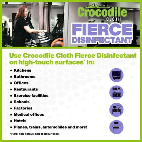 Crocodile Cloth Fierce Disinfectant Wipes - 480 Count (48 Packs of 10 Count) 15" x 10" Multi-Surface Disinfecting Cleaning Cloths For Kitchens, Bathrooms, Offices & Schools in Kuwait