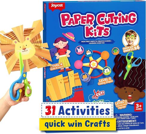 Toddler Scissor Skills Activity Book, 4 Progressive Levels to Learn Cutting for Kids Ages 3-6, 27 Fun Crafts with Child-Safe Scissors, Develop Fine Motor Skills, Ideal Christmas Gift & Arts and Crafts in Saudi Arabia