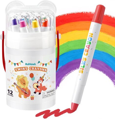 Silky Crayons, 36 Colors Baby Crayons for Toddlers 1-3 and Kids 4-8, Twist Easy-Grip with 150 PDF Pages & Brush– Washable Art Supplies, Ideal Coloring Gift Kit for Boys & Girls in Kuwait