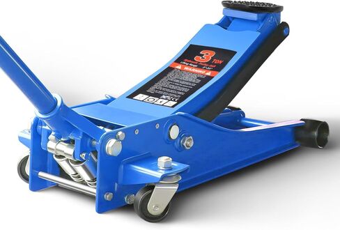 Magshion 4 Ton Low Profile Hydraulic Floor Jack, Heavy-Duty Steel Trolley Jack with Dual Piston Pump, Safety Valve, and Rubber Saddle Pad for Car, SUV, and Truck Maintenance, Blue in Kuwait