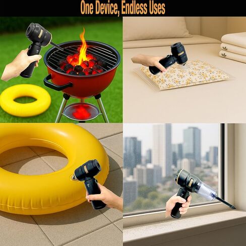 5-in-1 Cordless Car Vacuum & Air Duster, 18000Pa Powerful Suction, Portable Handheld Vacuum with Blower & Inflator Modes, USB-C Rechargeable with Multi Nozzles & Pet Hair Removal Glove (Black) in Kuwait