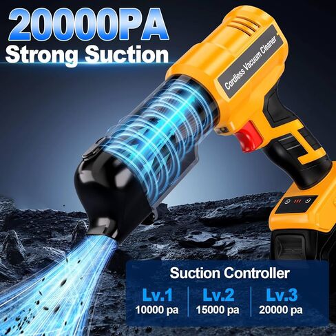 Cordless Handheld Vacuum Cleaner for Dewalt 20V Battery: 3-Speed Modes Portable Vacuum with 20kPa 105AW Powerful Suction for Car, Pet Hair, Home Cleaning (Tool Only) in Kuwait