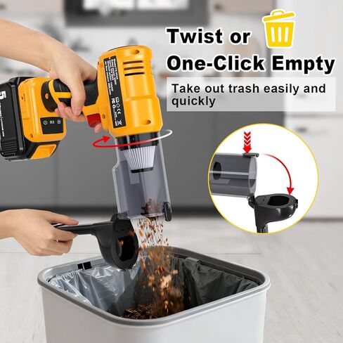 Cordless Handheld Vacuum Cleaner for Dewalt 20V Battery: 3-Speed Modes Portable Vacuum with 20kPa 105AW Powerful Suction for Car, Pet Hair, Home Cleaning (Tool Only) in Kuwait