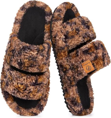 EverFoams Womens Fuzzy Open-toe Slippers Soft Comfy Memory Foam Indoor House Shoes in Saudi Arabia