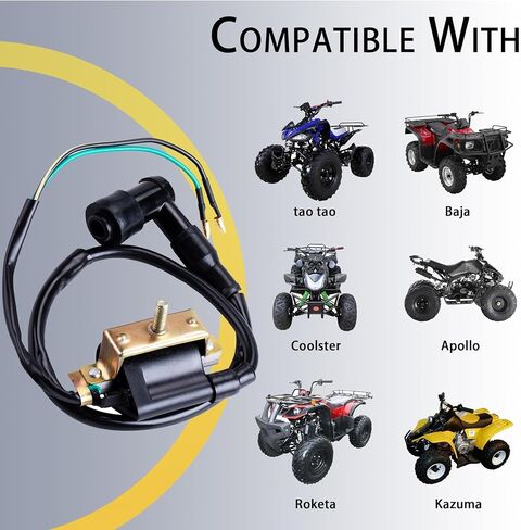 ملف الإشعال شرارة التوصيل متوافق مع Coolster 50cc 70cc 90cc 110cc 125cc Taotao DB10 Cheetah Roketa Baja Kazuma Meerkat 50 Falcon 90 Apollo DB21 Chinese ATV-3050B 3050 Kids 4 Wheeler Dirt Bike in Kuwait