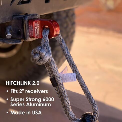 Factor 55 Shackle Mount Receiver HitchLink 2.0 Rated 9,500 lbs, Red, Bundle with a Factor 55 Quick Release Hitch Pin and Keychain in Kuwait