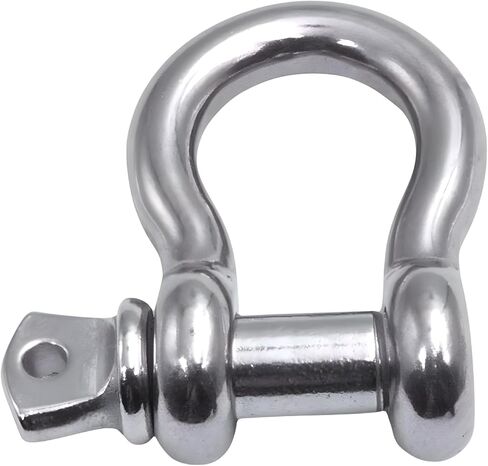 MarineNow US Type 316 Stainless Steel Bow Shackle with Over Size Screw Pin for Anchor, Towing, Off Road Recovery (0.375" 3/8 with 7/16" Pin 1.1T WLL, 10-Pack) in Kuwait