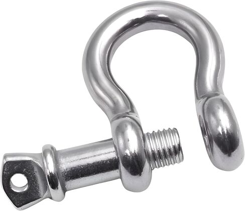 MarineNow US Type 316 Stainless Steel Bow Shackle with Over Size Screw Pin for Anchor, Towing, Off Road Recovery (0.375" 3/8 with 7/16" Pin 1.1T WLL, 10-Pack) in Kuwait