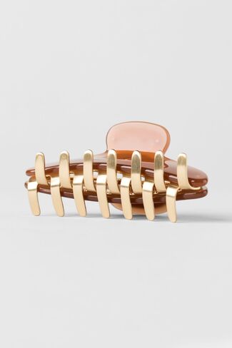 Alo Yoga Acrylic Illusion Claw Clip - Sun Kissed Brown/Brushed Gold - Sun Kissed Brown/Brushed Gold / One Size in Kuwait