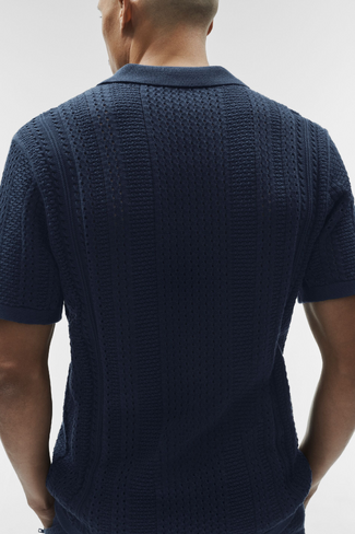 Alo Yoga Coastline Knit Short Sleeve Polo - Navy in Kuwait