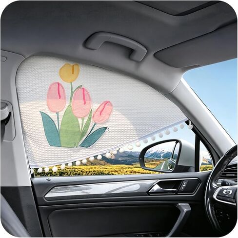 2PCS Universal Car Window Sun Shade, Car Sunshade for Side Window, Black, Opaque, Static-Cling Sunshade, Provides Full Sun Protection and Light Blockage, Quick-Install Car Sunshade for Side Windows in Kuwait