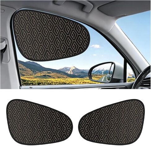 2PCS Universal Car Window Sun Shade, Car Sunshade for Side Window, Black, Opaque, Static-Cling Sunshade, Provides Full Sun Protection and Light Blockage, Quick-Install Car Sunshade for Side Windows in Kuwait