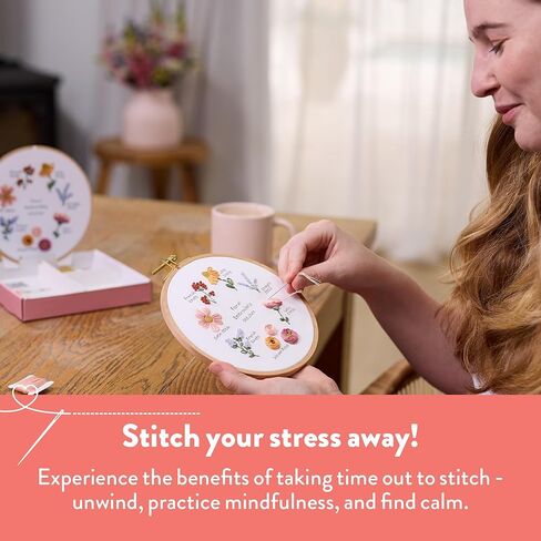 طقم تطريز للمبتدئين من Clever Poppy Floral Stitch Sampler - طقم تطريز سهل للمبتدئين مع الطوق والخيط والأنماط - طقم تطريز يدوي للبالغين والمراهقين - طقم تطريز كامل للمبتدئين in Kuwait