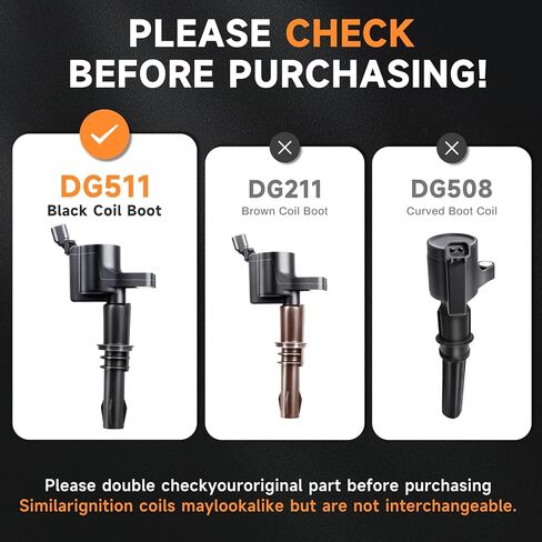 8PCS Ignition Coil Pack Compatible with Ford Lincoln 4.6L 5.4L 5.8L 6.8L Expedition Explorer F-150 F-250 F-350 Super Duty Mustang Explorer Navigator 2004 2005 2006 2007 2008 2009, DG511 C1541 FD508 in Kuwait