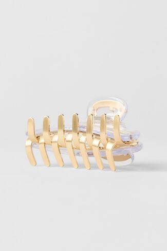 Alo Yoga Acrylic Illusion Claw Clip - Clear/Brushed Gold - Clear/Brushed Gold / One Size in Kuwait