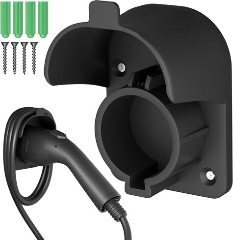 EV Charger Holder, Wall-Mount Connector Nozzle Holster Dock for SAE J1772, Adjustable EV Charging Control Box Holder & EV Cable Organizer Set, EV Charger Cable Holder for Indoor/Outdoor in Kuwait