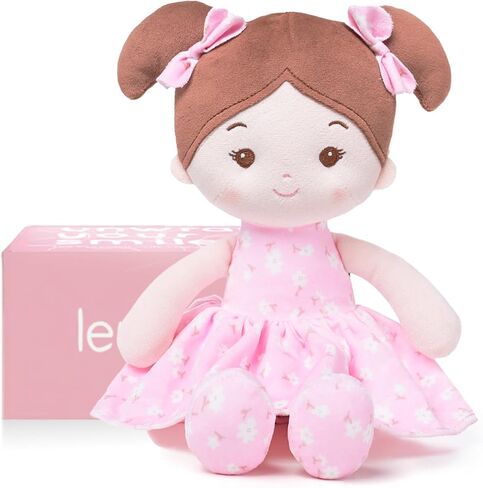 LeyaDoll Soft Baby Doll Toys (12''), My First Baby Rag Doll for 1 Year-Old Girl Birthday Gift, Christmas Plush Toys Gift for Toddler Kids Infants -FloraBelle(Pink) in Kuwait