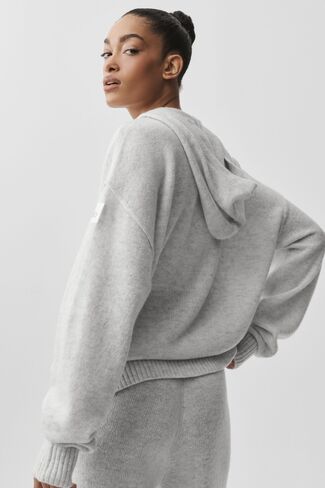 Alo Yoga Wool Cashmere New Class Full Zip Hoodie - White Heather in Kuwait