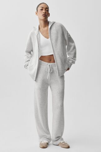 Alo Yoga Wool Cashmere New Class Full Zip Hoodie - White Heather in Kuwait